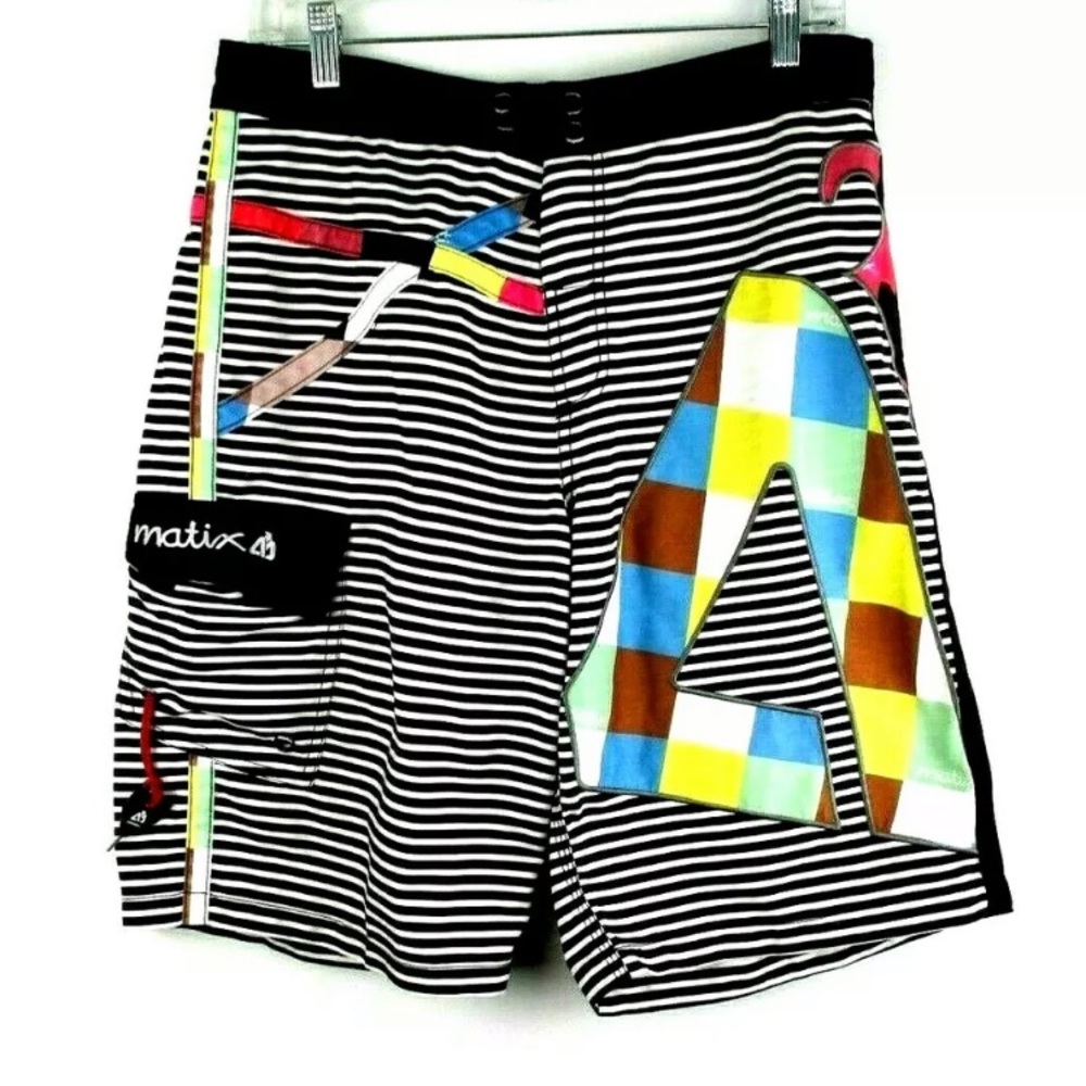 Matrix Board Shorts Swim Suit Mens Size 30 Multicolor